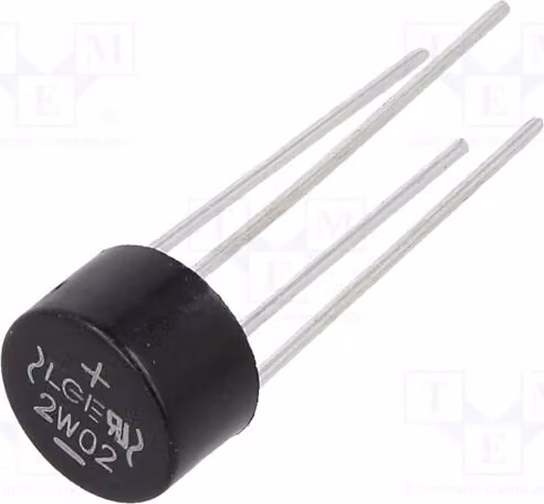 5x Raddrizzatore a ponte monofase Urmax: 200V, If: 2A, Ifsm: 50A. WOL 2W02, raddrizzatore monofase