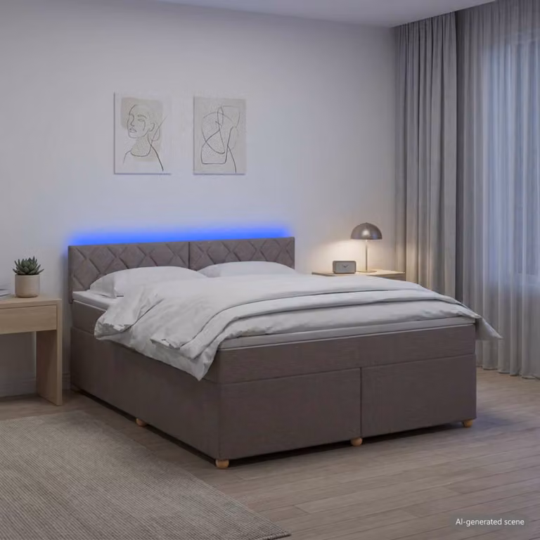 Letto box spring ibrido vidaXL con materasso a molle insacchettate e illuminazione sottostante, L/P: 180 x 200 cm