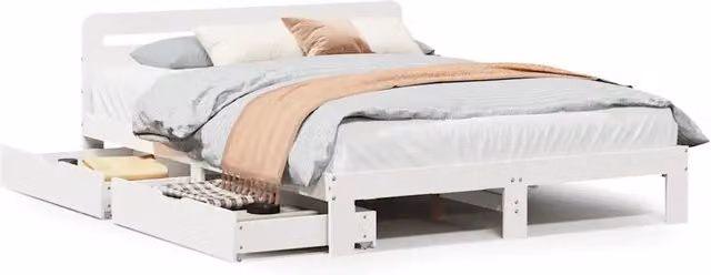 Letto matrimoniale | Letto per adulti | Letto senza Materasso Bianco 135x190 cm Legno Massello di Pino