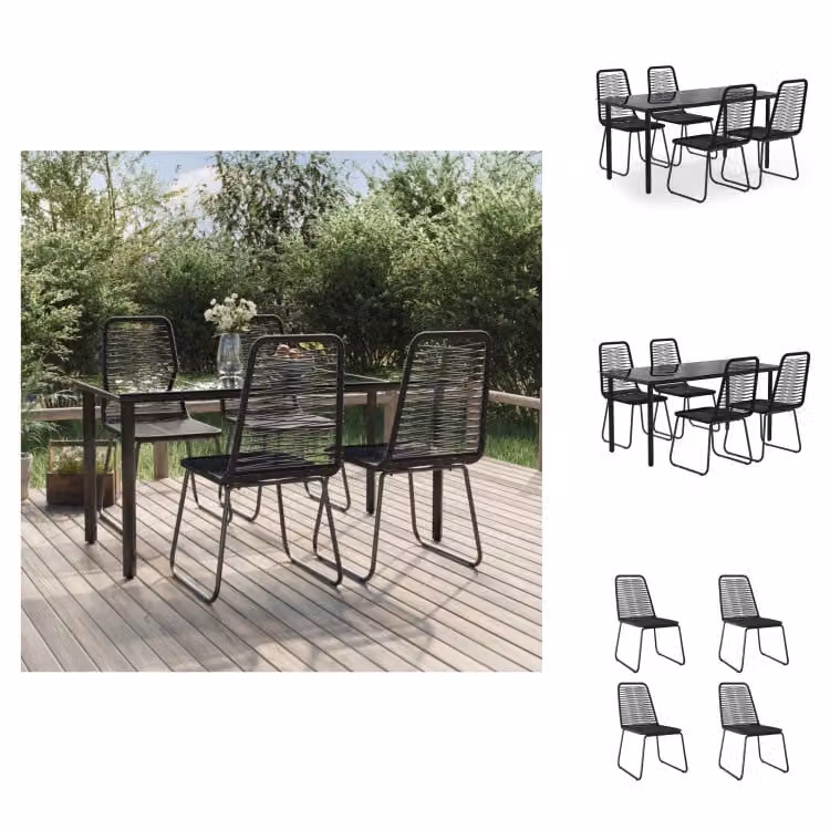 vidaXL Set da pranzo da giardino 5 pezzi nero - Set di mobili da giardino