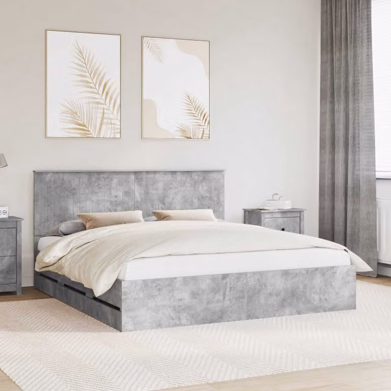 Struttura del letto con cassetto vidaXL in legno MDF Grigio cemento L/P/H: 180 x 200 x 210 cm