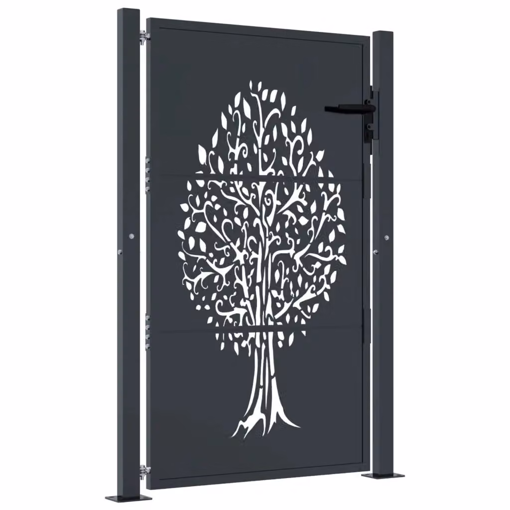 Cancello singolo da giardino vidaXL in acciaio zincato colore antracite con design ad albero L: 105 cm, H: 125 cm – 2