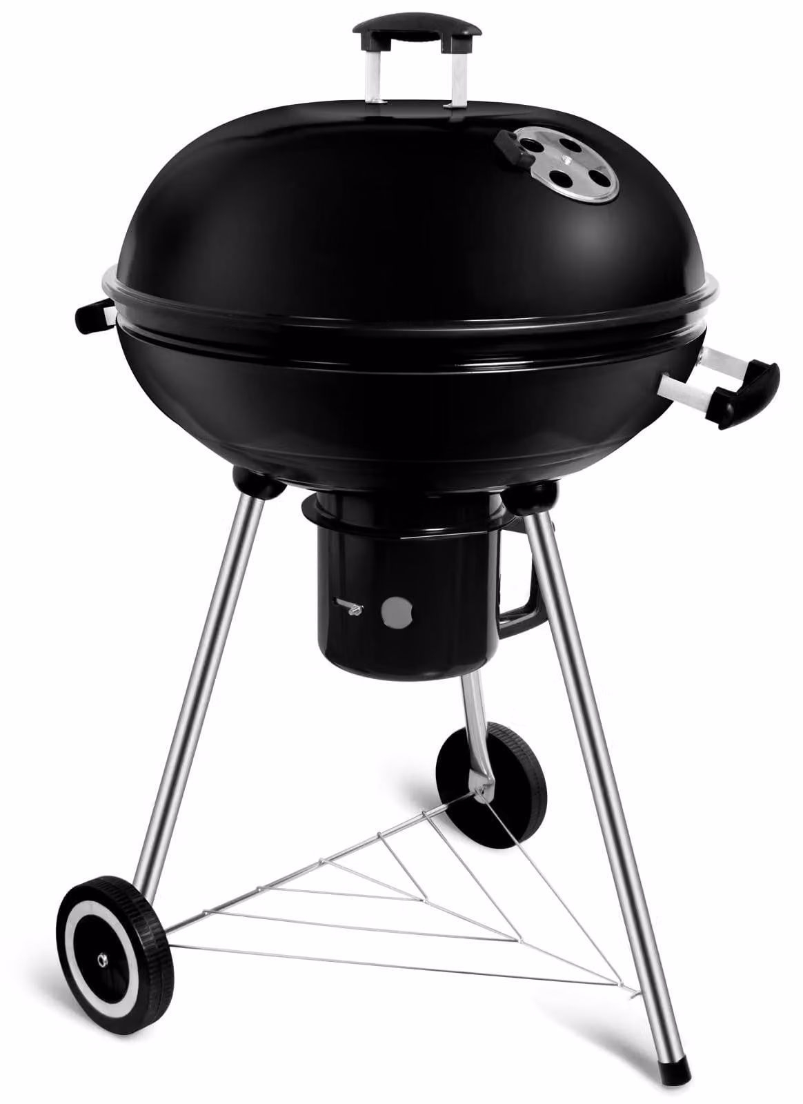 Barbecue a carbone rotondo, diametro 57 cm - Smaltato nero - Acciaio inossidabile - Per uso esterno