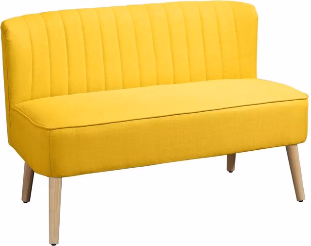 Divano 2 posti imbottito tessuto antimacchia ¨C zephmum ¨C giallo 117x56.5x77 cm