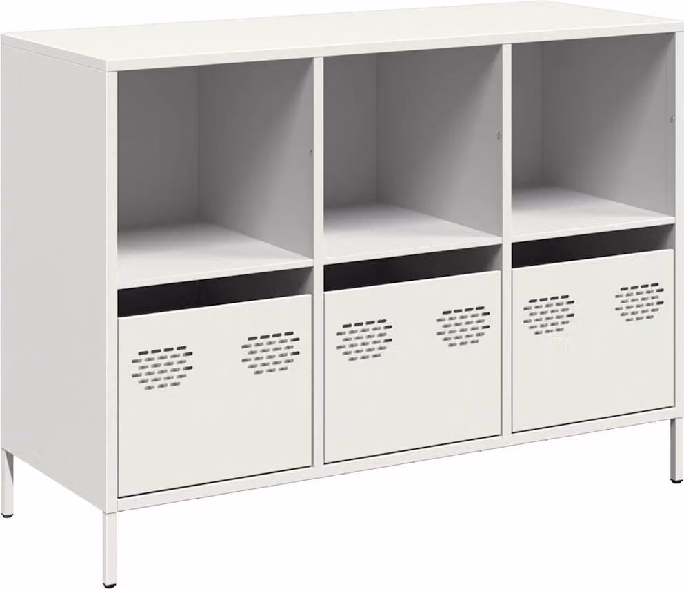 Credenza Bianca 101,5x39x73,5 cm in Acciaio Laminato a Freddo