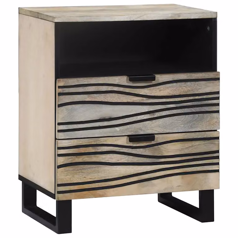 Armadio da notte vidaXL bianco in legno con design astratto e finitura opaca L/P/H: 50 x 33 x 62 cm