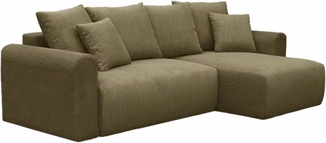 Divano letto angolare reversibile in velluto a coste, 3 posti, verde