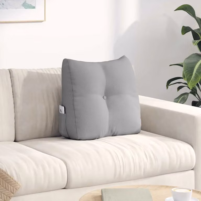 vidaXL Cuscino per Schiena Contornato Grigio con Rivestimento Lavabile in Poliestere L 45 cm x P 24 cm x H 50 cm