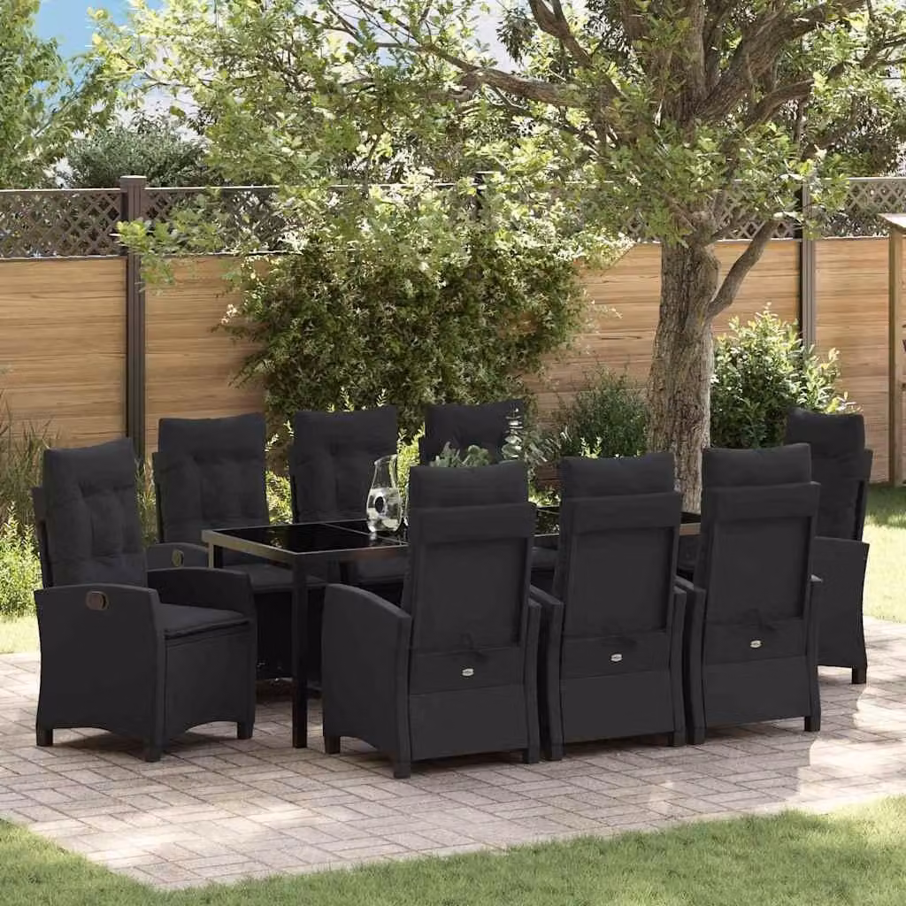 Maison Exclusive - Set da giardino per esterni, 9 pezzi, in rattan sintetico nero