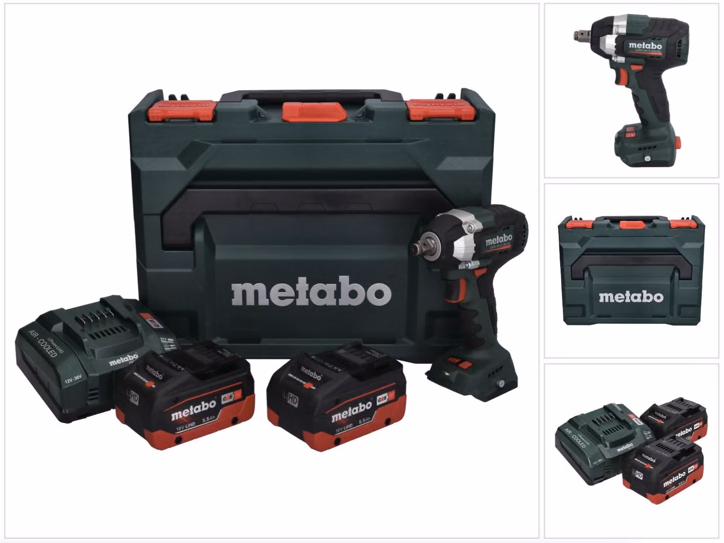 Metabo SSW 18 LT 300 BL avvitatore a impulsi a batteria 18 V 300 Nm brushless + 2x batteria ricaricabile 5,5 Ah + caricatore + metaBOX