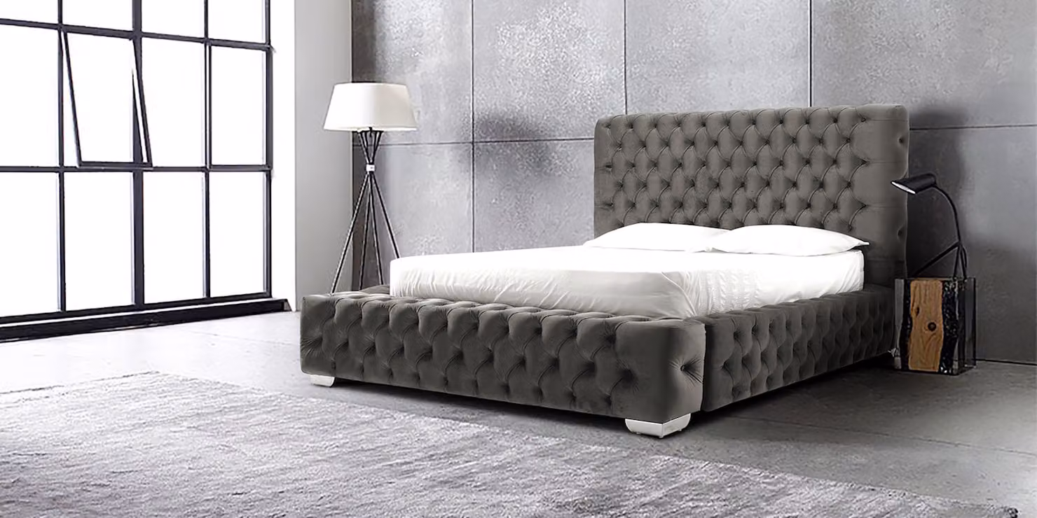 Chesterfield Designer Bett Schlafzimmer Leder Polster 140/160/180/200 cm