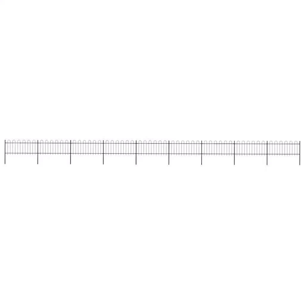Recinzione da giardino vidaXL in acciaio nero con parte superiore ad anello L: 1506 cm, H: 80 cm