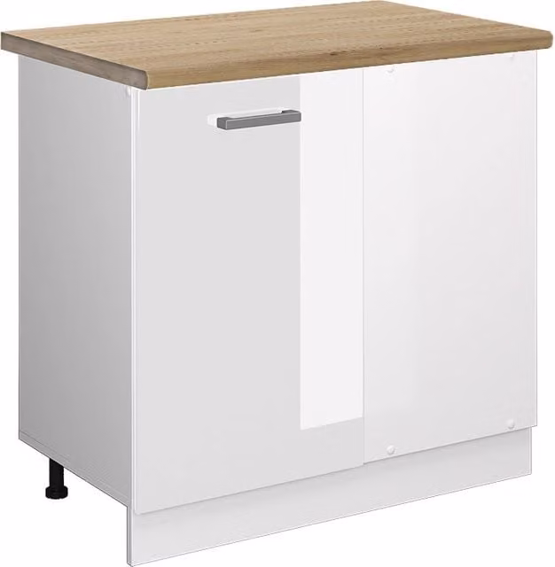 Mobile ad angolo cucina R-Line Bianco lucido/Bianco 86 cm, PL Rovere Vicco