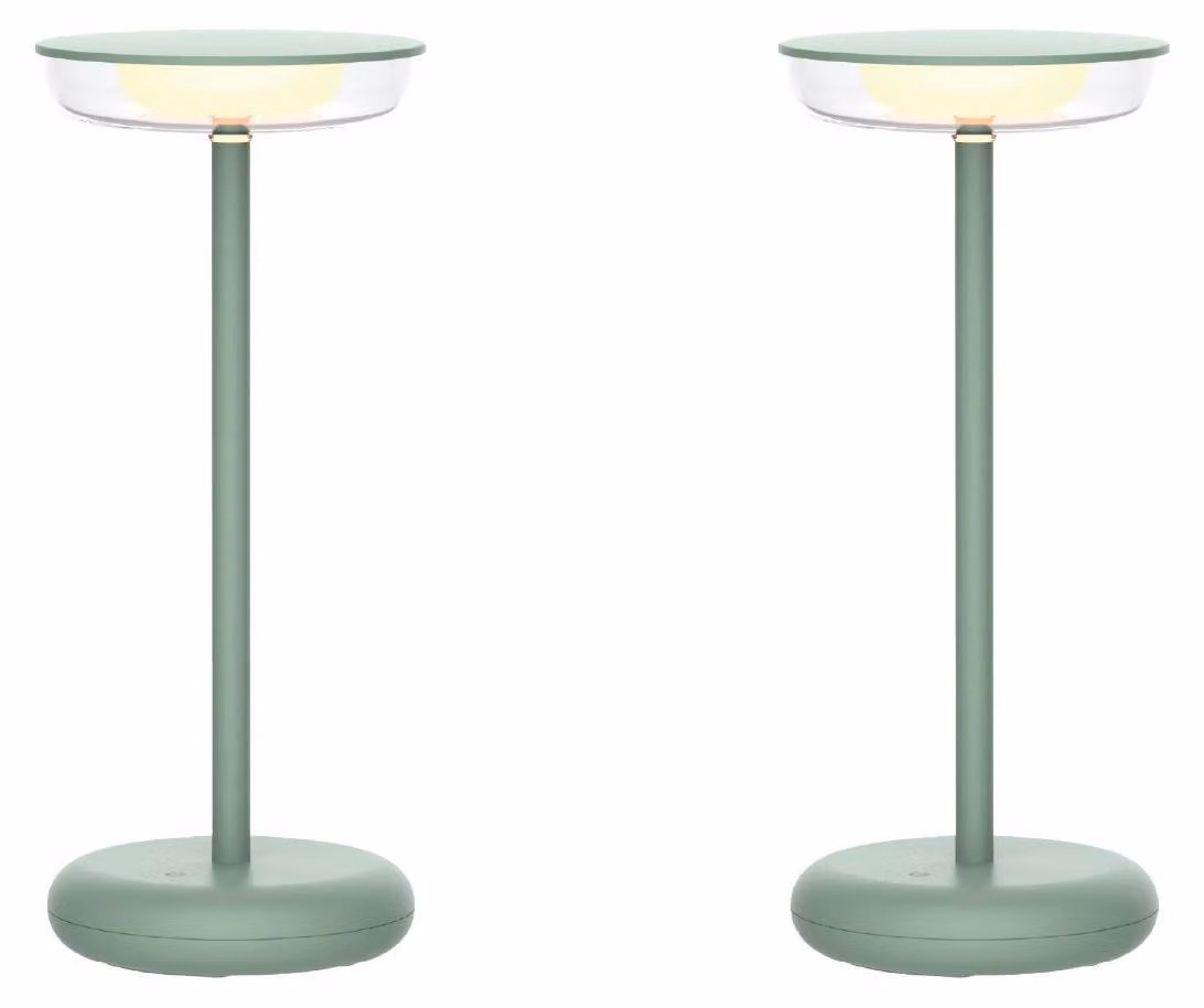 Luxus Europe - Lampada da tavolo Mykonos - Set da 2 - Verde scuro - Lampada da tavolo da esterno senza fili – Ricaricabile