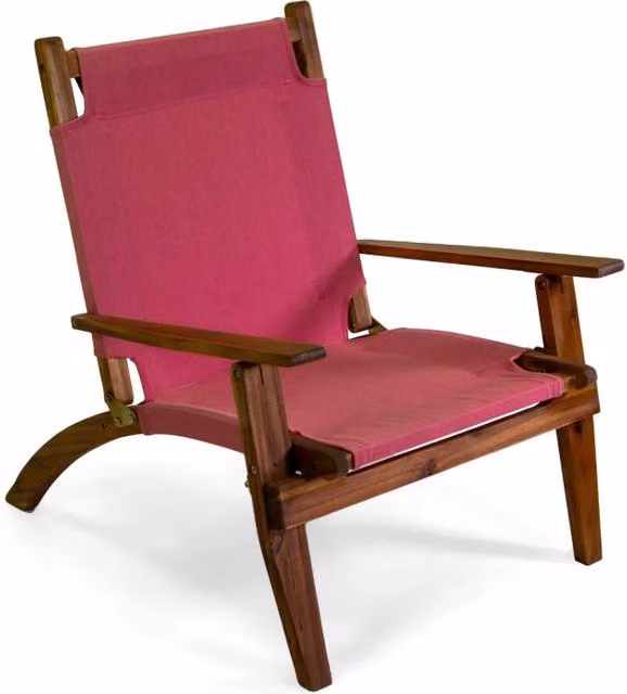 Poltrona legno Diane con tessuto rosso cm 76x89h91
