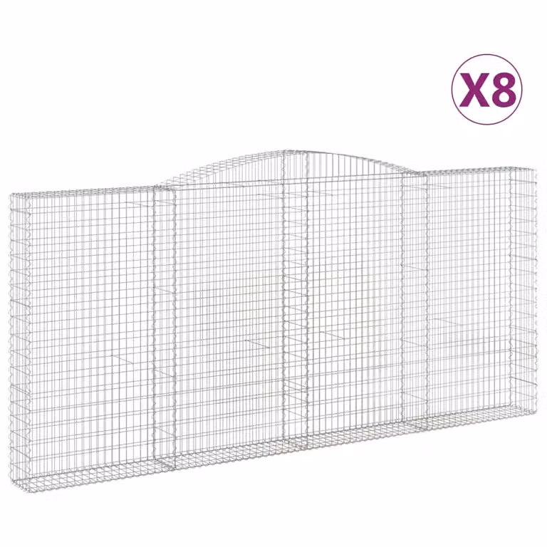 Cesti Gabbioni ad Arco 8 pz 400x30x180/200 cm Ferro Zincato