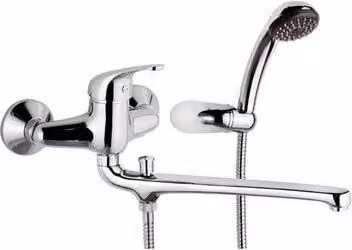 Rubinetto Miscelatore Monocomando per Vasca con Set Doccia Linea Maria 272 E031 Colore Argento