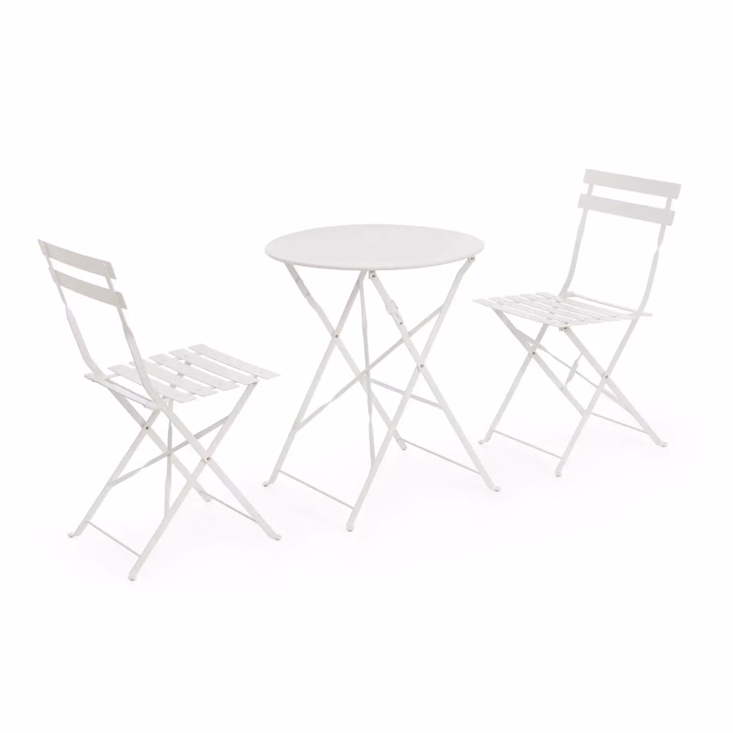 Set bistrot AUSTIN in acciaio bianco, pieghevole