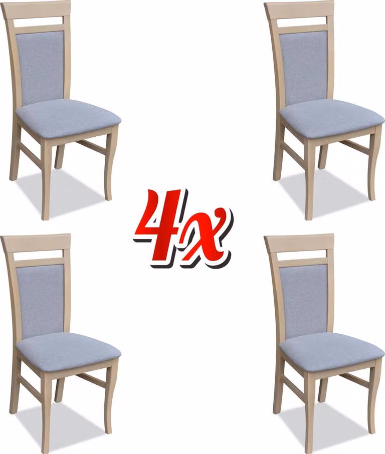 Set 4x Design Stuhl Textil Lehnstuhl Polster Stühle Gastro Esszimmer Holz Stoff