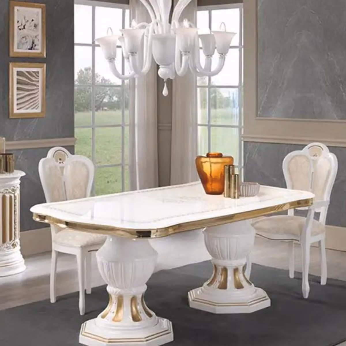 Casa Padrino - Tavolo da pranzo barocco bianco/oro 185-230 cm - Italy