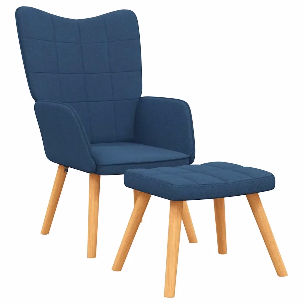Poltrona Relax con Poggiapiedi Integrato in Tessuto Blu per il tuo Living – 2