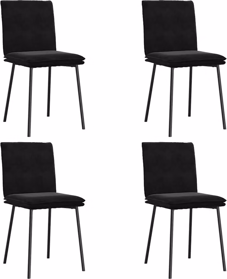 Sedie da Pranzo 4 pz Nere in Velluto