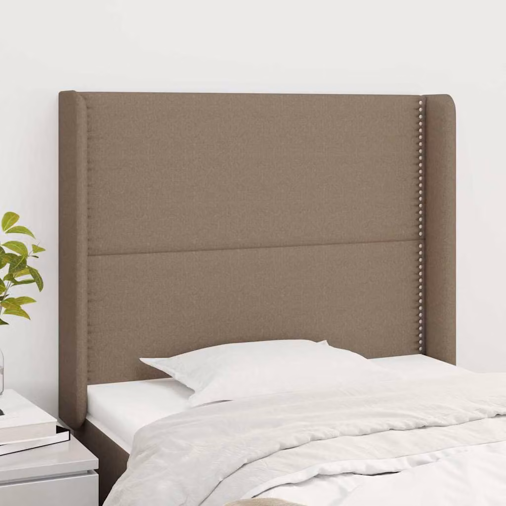 Testiera ad orecchio vidaXL in tessuto beige e grigio L: 93 cm, P: 16 cm, H: 118-128 cm