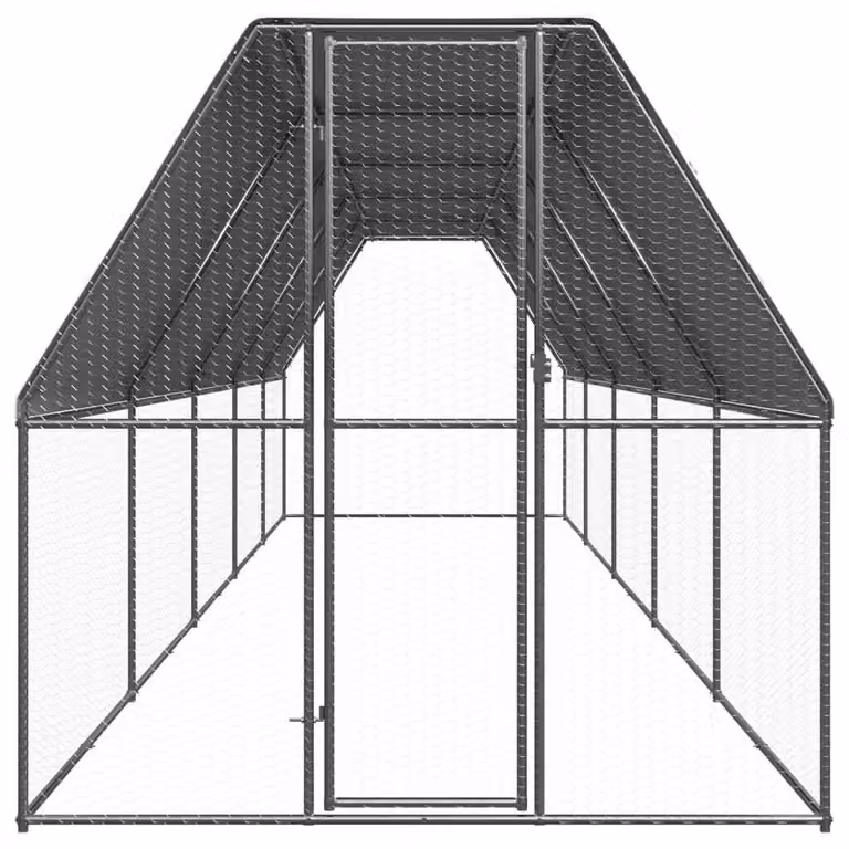 Gabbia per Polli da Esterno 2x10x2 m in Acciaio Zincato