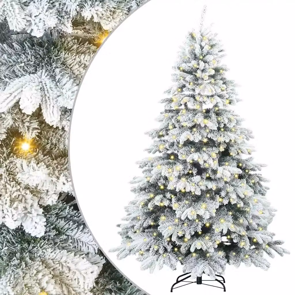 Albero di Natale artificiale moderno vidaXL bianco con 300 LED luce bianca calda in PE e PVC, Altezza: 210 cm – 2