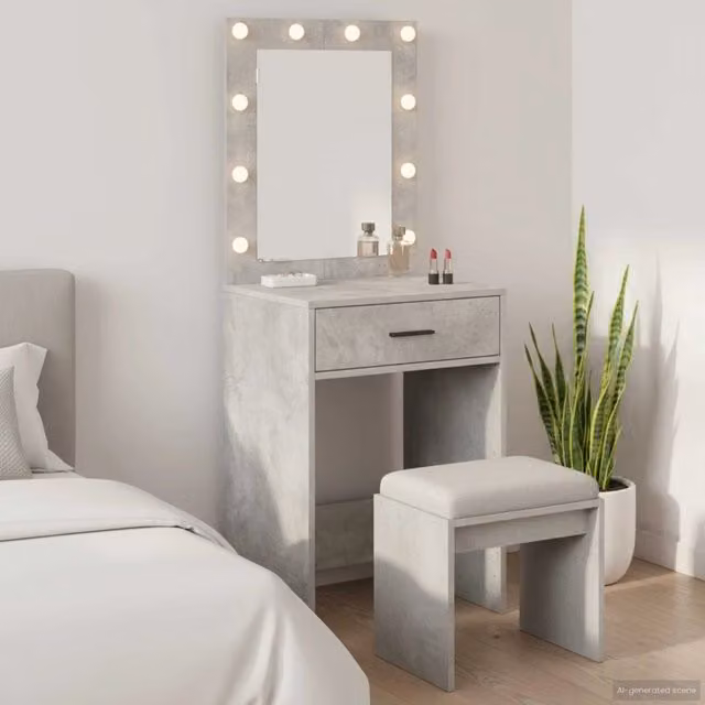Tavolo da trucco minimalista vidaXL in MDF grigio, L: 50 cm, P: 41 cm, H: 135 cm – 1