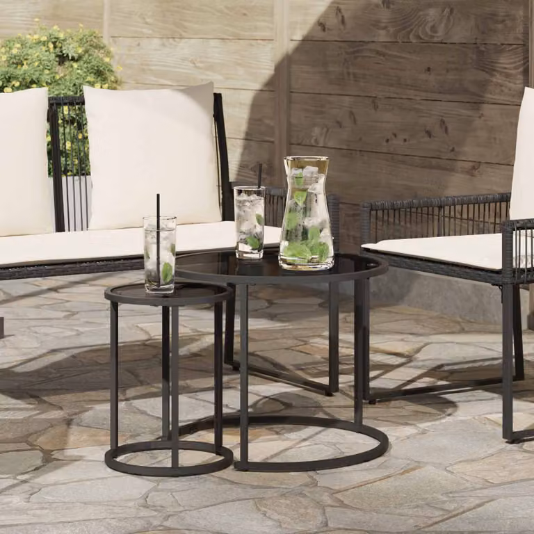 Set di 2 tavolini da caffè moderni vidaXL in acciaio verniciato nero, L/P/H: 55 x 55 x 45 cm