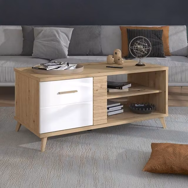 Tavolino da salotto Frati DMORA in legno rovere marrone con piedini, L/P/H: 120 x 60 x 54 cm