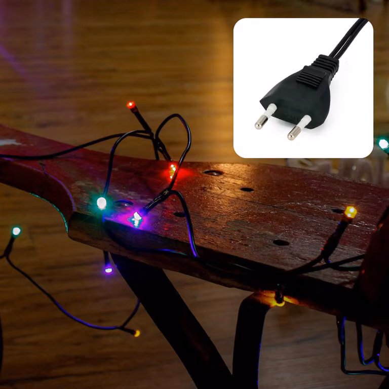 Catena luminosa LED mini, con 20 LED colorati, lunghezza 285 cm, con spina, per uso interno