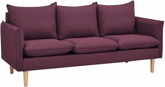 DIVANO A 3 POSTI FLORIN CON GAMBE IN LEGNO IN COLORE VIOLA