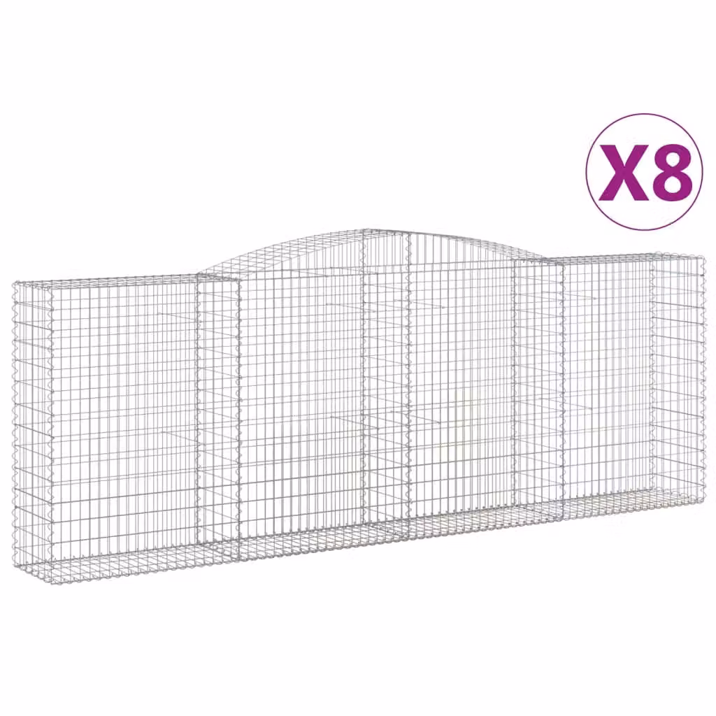 Cesti Gabbioni ad Arco 8 pz 400x50x140/160 cm Ferro Zincato