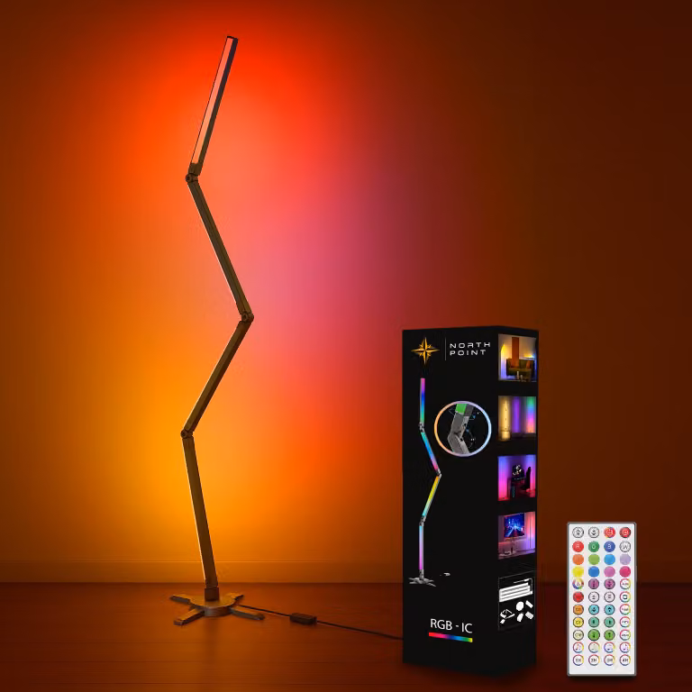 Northpoint Lampada da terra a LED RGB Pieghevole LED digitali alti 178 cm Lampada da parete Musica ed effetti cromatici