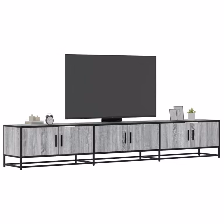 Mobile TV vidaXL in stile industriale in legno e metallo, Grigio, L 240 cm x P 35 cm x H 41 cm
