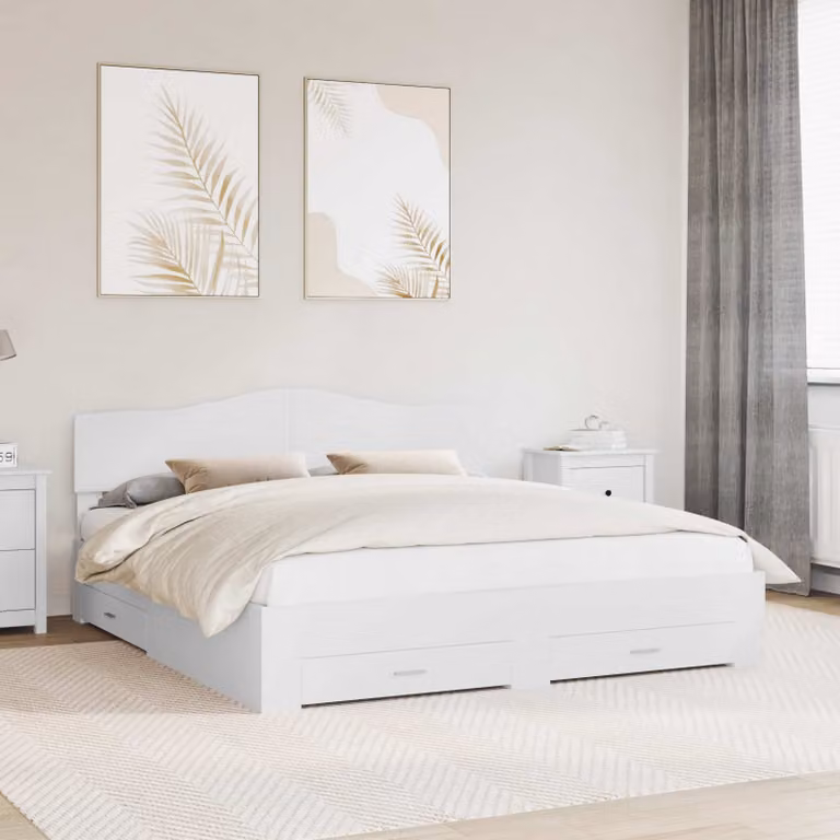 Struttura del letto con cassetti vidaXL in legno ingegnerizzato bianco, L 180 x P 200 cm