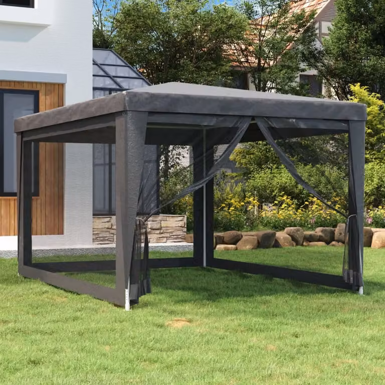 vidaXL Tenda per Feste con 4 Pareti in Rete Antracite L: 4 m, P: 3 m, H: 2,46 m