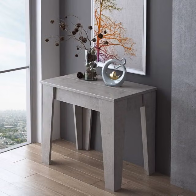 Consolle allungabile Gizio DMORA Grigio Cemento L: 305.6 cm, P: 90 cm, H: 75.2 cm – 1