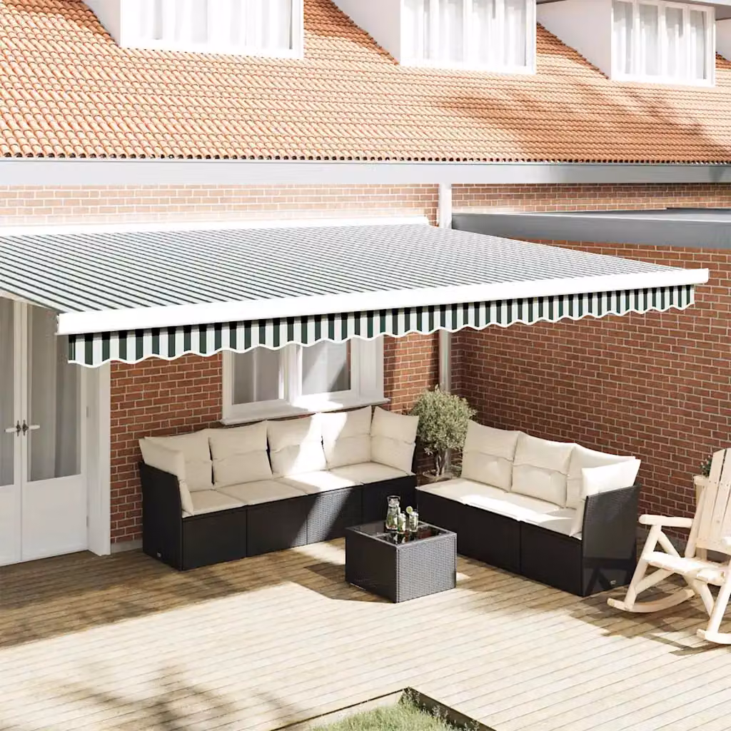 Mantovana di ricambio per tenda da sole vidaXL in poliestere, verde e bianco a righe, L: 5 m