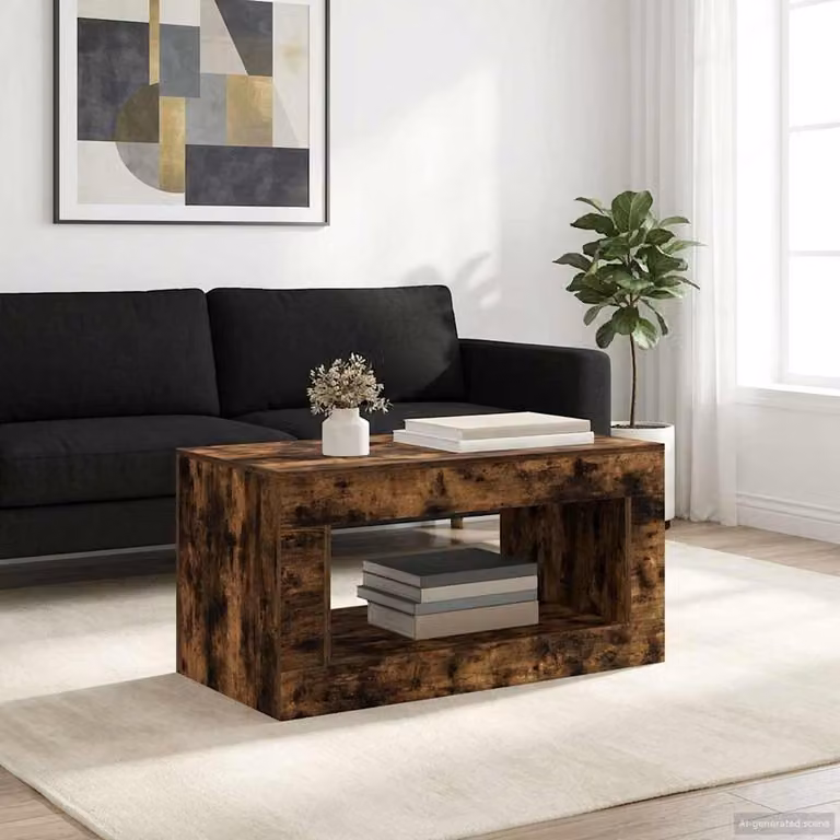 Scrivania moderna vidaXL in legno e MDF color quercia affumicata per ufficio o soggiorno