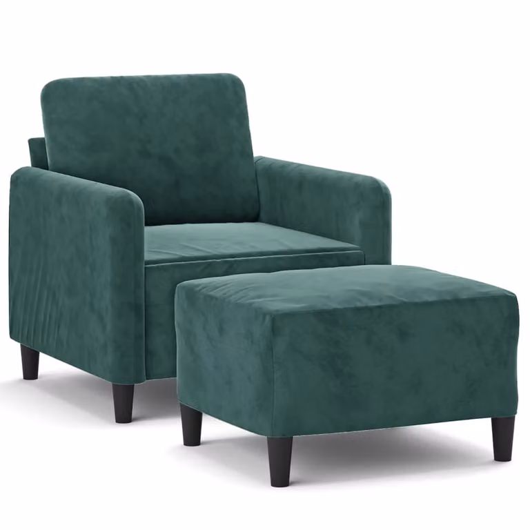 Poltroncina con Poggiapiedi Verde Scuro 60 cm in Velluto