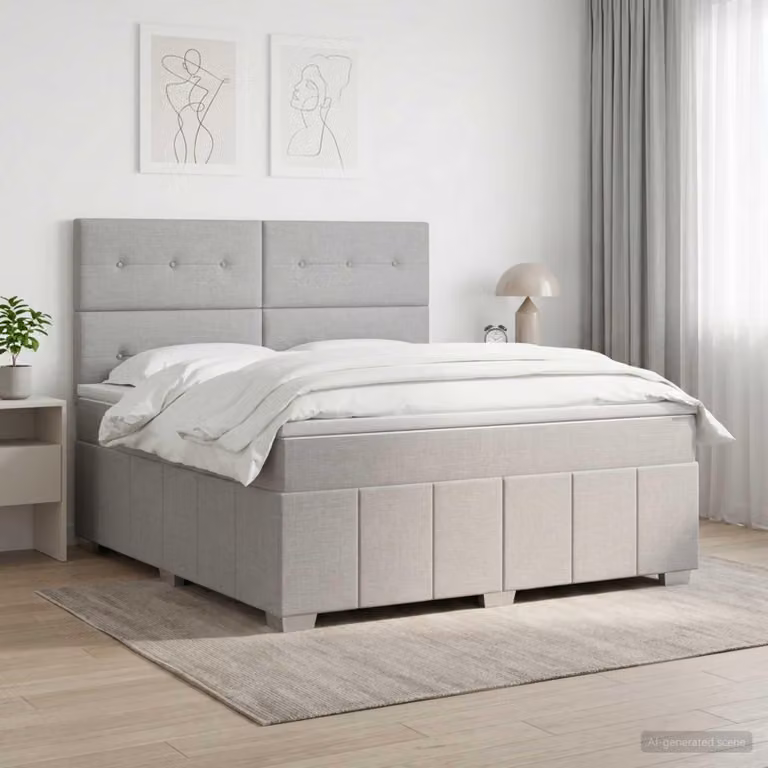 Maison Exclusive - Letto boxspring con materasso Grigio chiaro 140 x 200 cm Tessuto