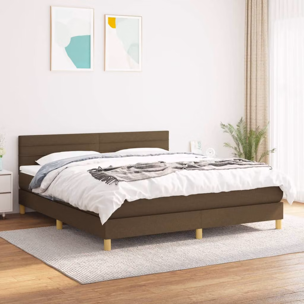 vidaXL Letto Ibrido con Giroletto a Molle e Materasso, Marrone e Bianco, L/P: 160 x 200 cm