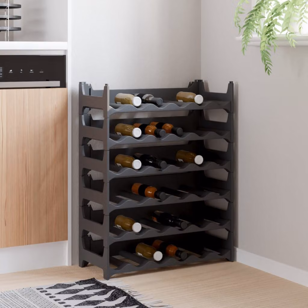 vidaXL Portabottiglie Impilabile per 36 Bottiglie in PP, Grigio Antracite, L/P/H: 78,0 x 60,0 x 26,0 cm