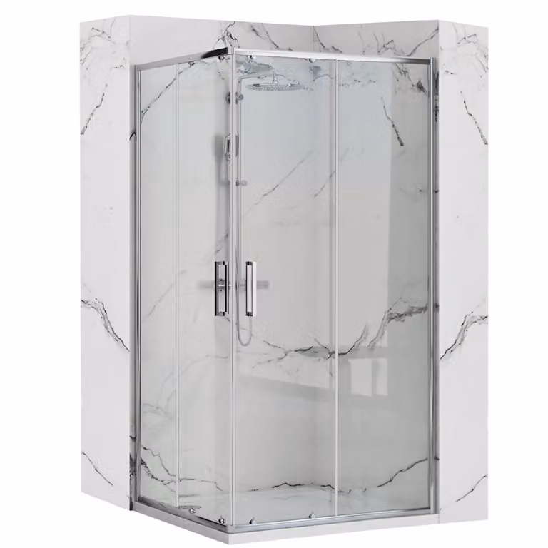 Cabina Doccia Rea Punto Chrome 80X100 + Piatto Doccia Savoy Czarny