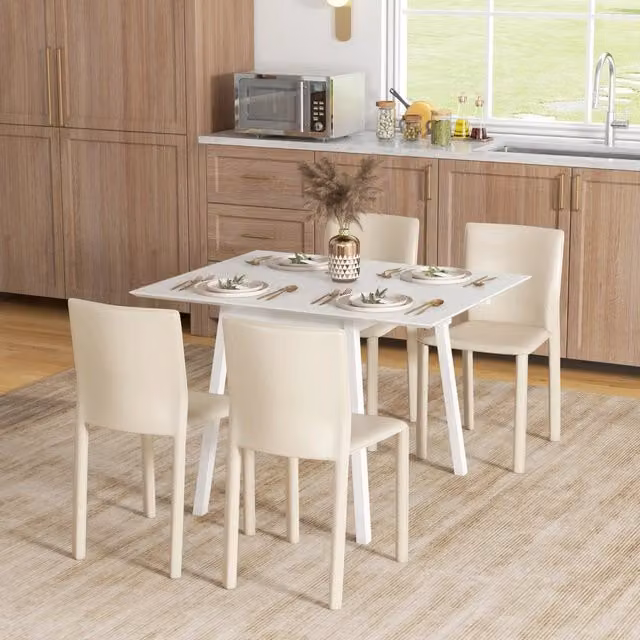 Tavolo da pranzo pieghevole in legno bianco 2-4 persone, 110 x 86 x 75 cm