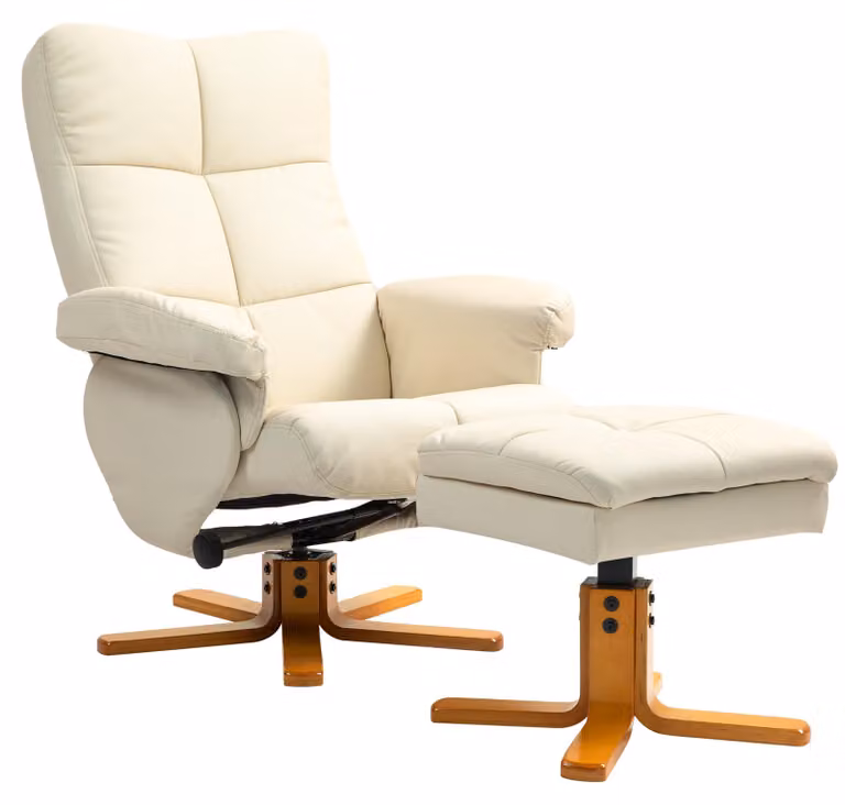 Poltrona relax HOMCOM con poggiapiedi, vano portaoggetti, poltrona TV reclinabile