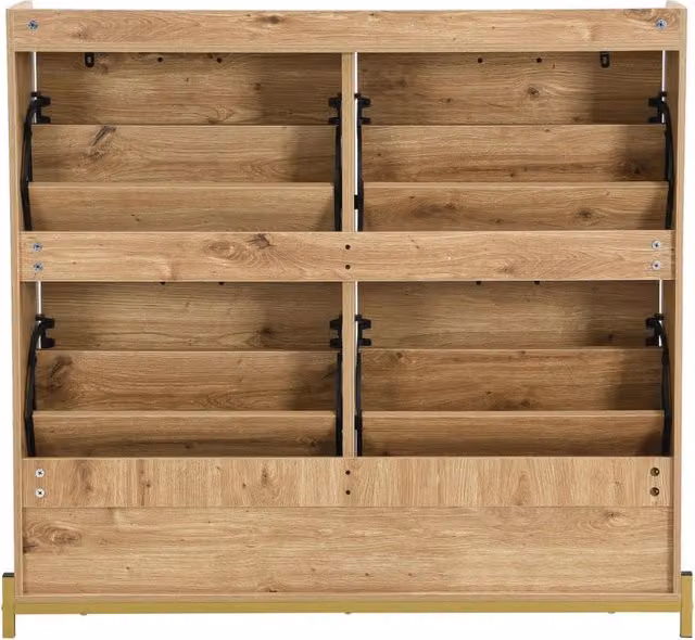 Armadio porta scarpe moderno in MDF effetto legno, 4 ante, 108,5x24x100 cm, ideale per ingresso e corridoio